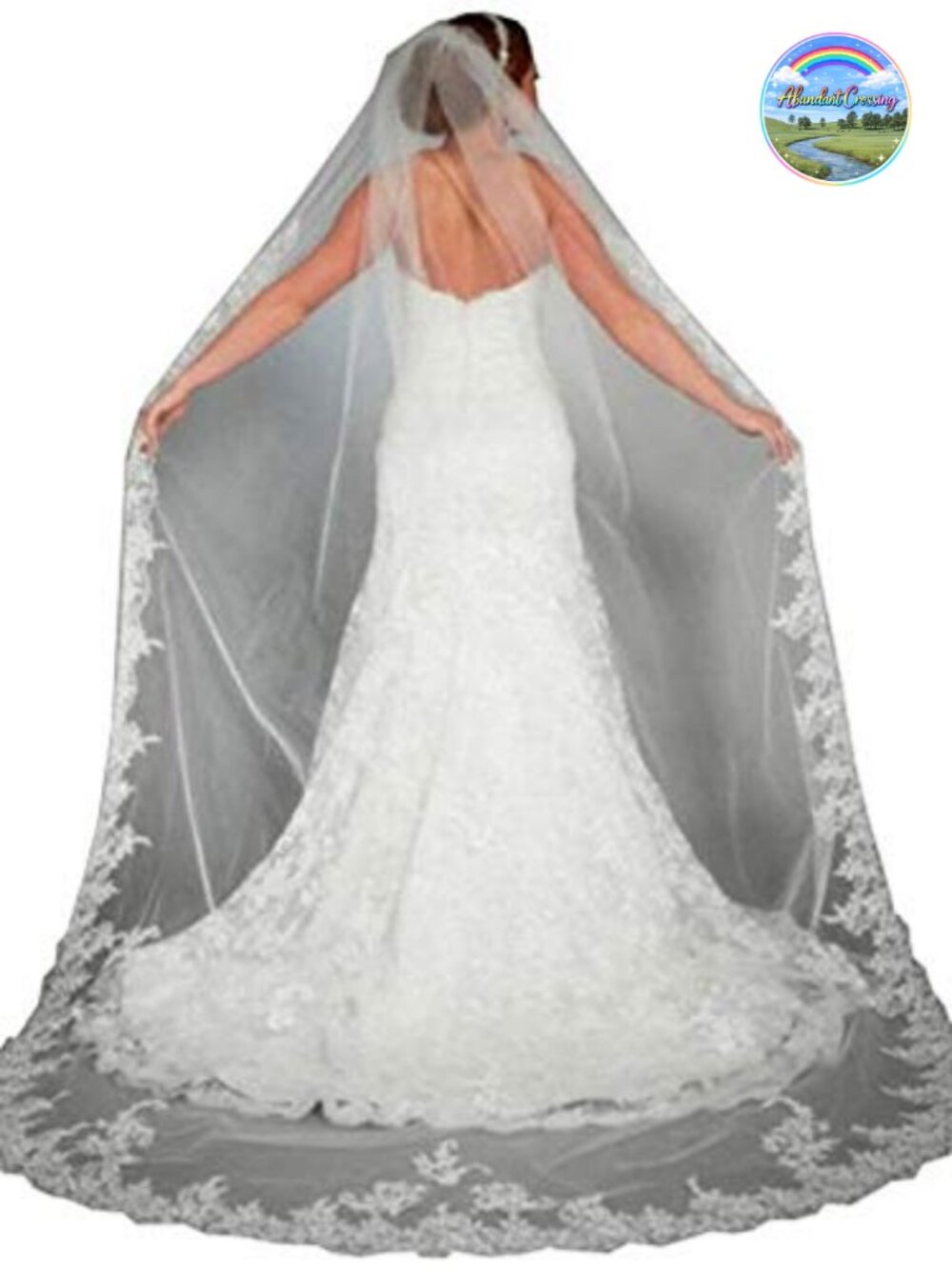 Long Cathedral Wedding Veil Lace Tulle Bridal Hair Accessory with Comb